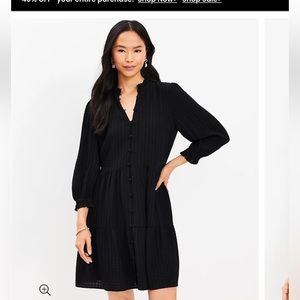 Textured Ruffle Button Swing Dress